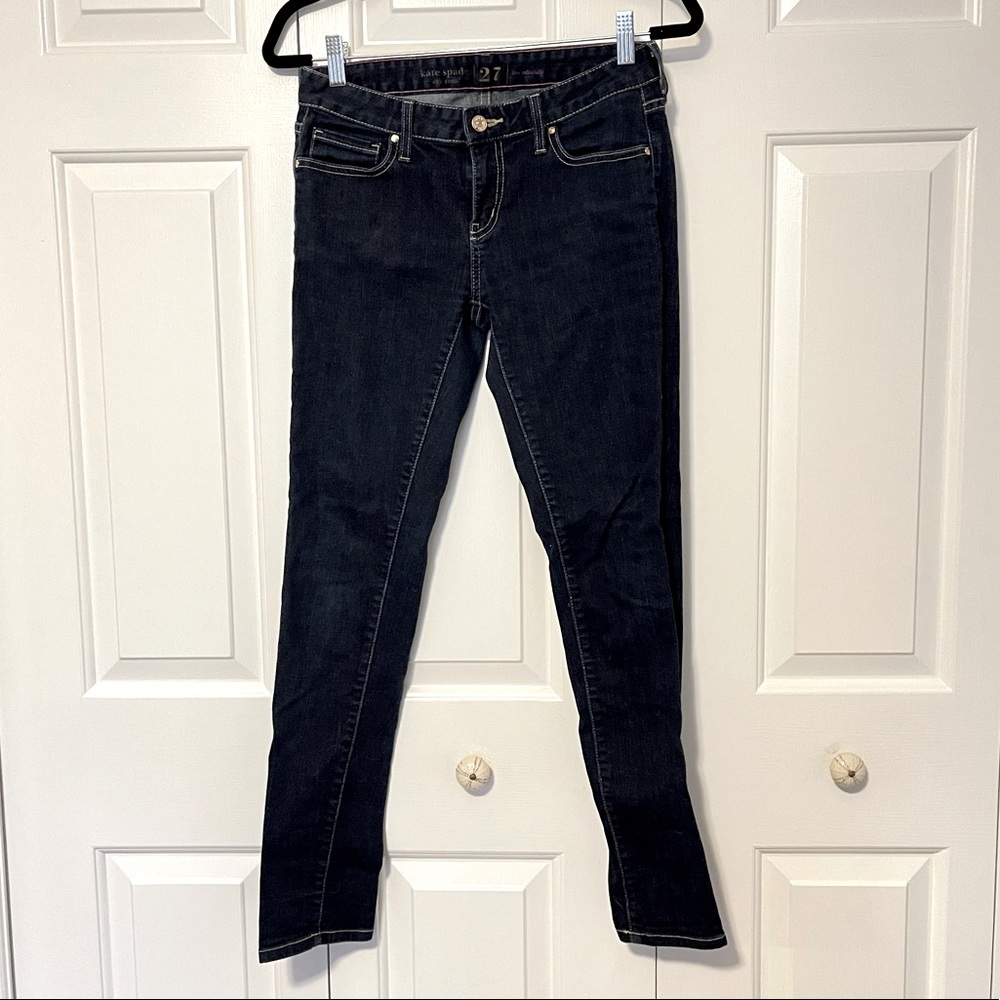Kate Spade medium rise dark wash jeans Sz 27 gold hardwr